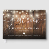 Livre D'or String Lights Rustic Barn Wood Wedding (Recto)