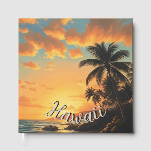 Livre D'or Style Vintage Hawaïen Voyage Côte Mer Coucher de s