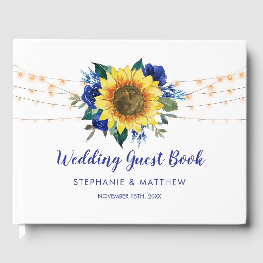 Livre D'or Sunflower Blue Floral String Mariage (Recto)
