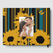 Livre D'or Sunflower Teal Blue Gold Modern Wedding (Verso)