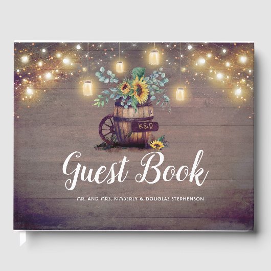 Livre D'or Sunflowers Rustic Country Mariage de automne (Recto)