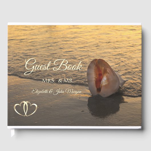 Livre D'or Sunset Beach Wedding, Seashell Guest Book (Recto)