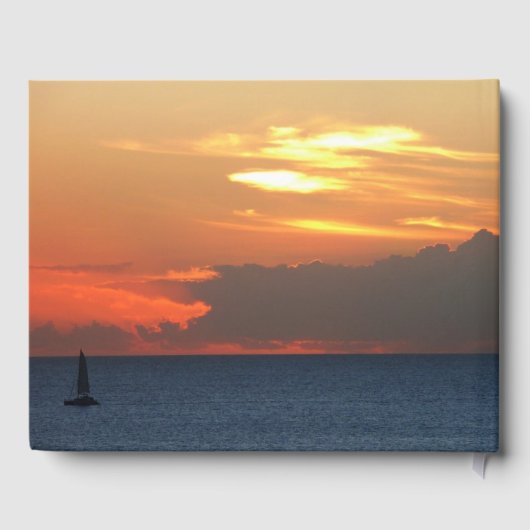 Livre D'or Sunset Clouds and Sailboat Seascape (Verso)