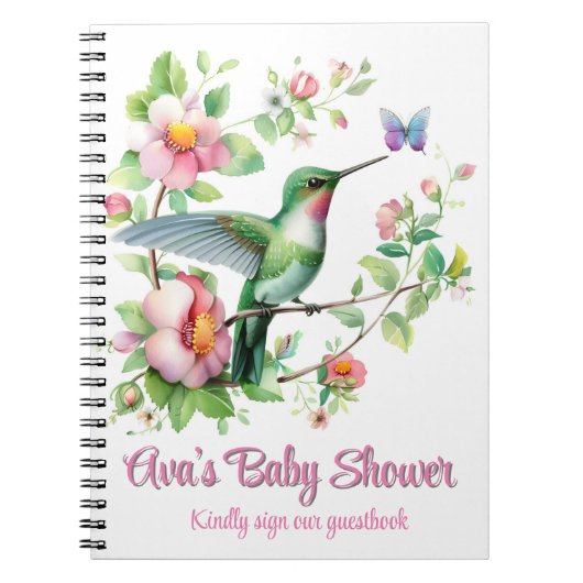 Livre d'or sur le Baby shower de fille de colibri (Devant)