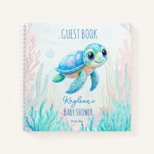 Livre d'or sur le baby shower de tortues mignonnes