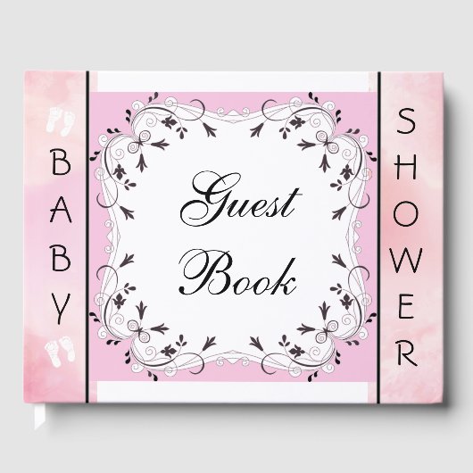 Livre d'or sur le Baby shower rose et noir (Recto)