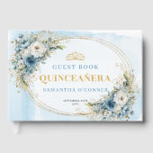 Livre D'or Sweet 15 Boho Blue Gold Greenery Guest Book (Recto)