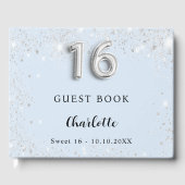 Livre D'or Sweet 16 bébé bleu argent éclat (Recto)