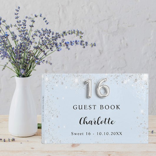 Livre D'or Sweet 16 bébé bleu argent éclat