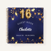 Livre d'or Sweet 16 étoiles bleu marine (Devant)