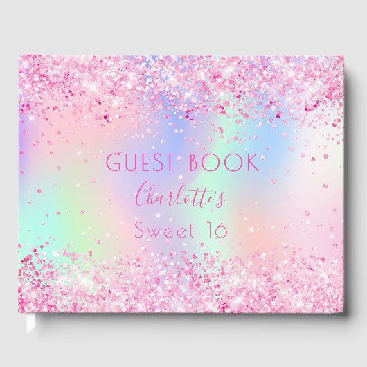 Livre D'or Sweet 16 holographique rose (Recto)