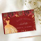 Livre D'or Sweet 16 parties scintillant rouge or fleurs robe