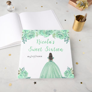 Livre d'or Sweet 16 Princesse aux Cheveux Bruns Fl
