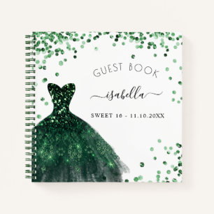 Livre d'or Sweet 16 robe vert émeraude