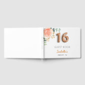 Livre D'or Sweet 16 rose fleuri or eucalyptus monogramme (Complet)