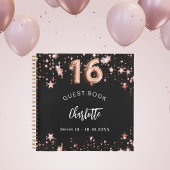 Livre d'or Sweet 16 rose noire étoiles dorées