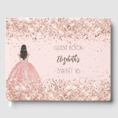 Livre D'or Sweet 16 rose robe d'or confetti (Recto)