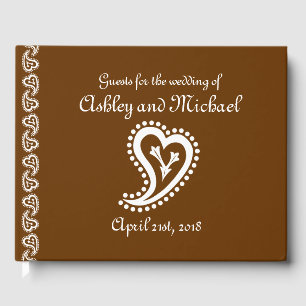 Livre D'or Sweet Paisley Hearts in Chocolate Guest Book