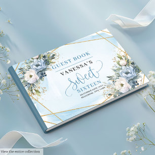 Livre D'or Sweet sixteen floral bleu bleu bleu bleu bleu 16