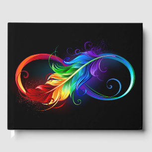 Livre D'or Symbole d'infini avec plume arc-en-ciel