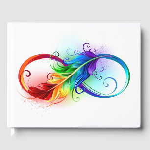 Livre D'or Symbole d'infini avec plume arc-en-ciel