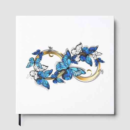 Livre D'or Symbole infini de papillons Morpho bleus (Recto)