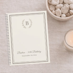 Livre d'or taupe ivoire Monogramme Anniversaire