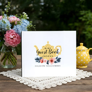 Livre D'or Tea Pot & Floral Tea Party Baby shower Jaune