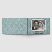 Livre D'or Teal Glitter Damask with Photo Frame Guest Book (Complet)