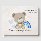 Livre D'or Teddy Bear 1er Anniversaire bleu (Recto)