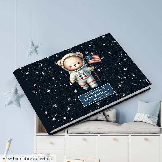 Livre D'or Teddy Bear Astronaut Boy Baby shower Log