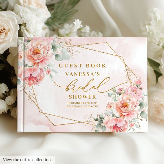 Livre D'or Tendance Bohème Rose Pâle Doré Fleurs Mariage Show