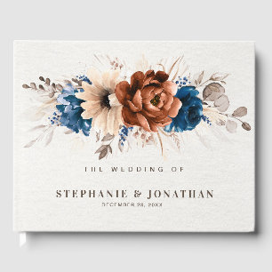 Livre D'or Terracotta Marine Bleu Pampas Grass Mariage rustiq