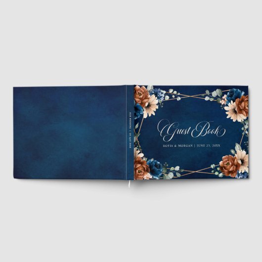Livre D'or Terracotta Marine Bleu Vert Mariage géométrique (Complet)