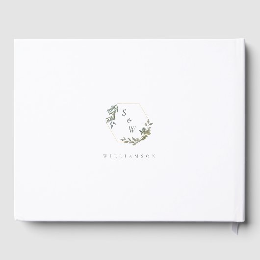 Livre D'or Terrarium géométrique minimal à feuilles et or (Verso)