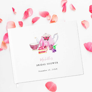 Livre D'or Thé Party Shower de Mariée Blush Dusty Rose Théièr