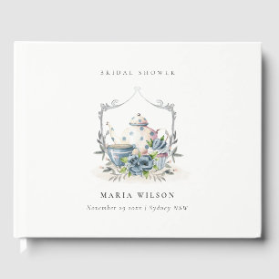 Livre D'or Théière florale bleue aqua mignonne Crête Shower d