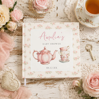 Livre D'or Théière florale et tasses à thé Rose Baby Shower