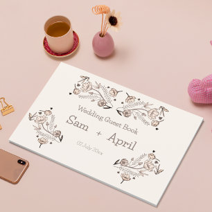Livre D'or Thème Brown Floral Mariage