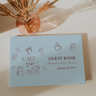 Livre D'or Thème Café Bleu Bow Cafe Bebe Garçon Baby Shower