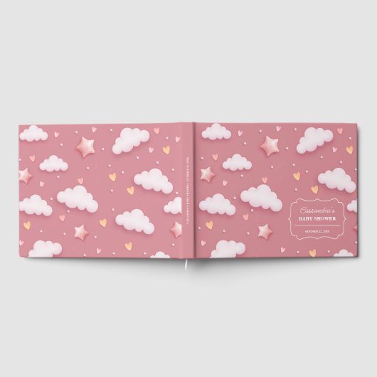 Livre D'or Thème Cloud tendance Dusty Baby shower rose (Complet)