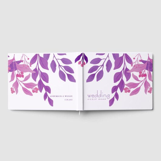 Livre D'or Thème Mariage Feuille violet (Complet)
