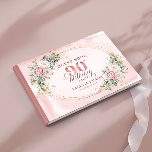 Livre D'or Timeless Blush Gold Floral Eucalyptus 90 Birthday