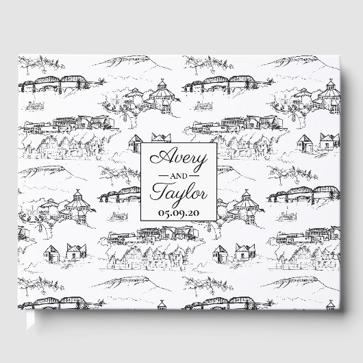 Livre D'or Toile Chattanooga Mariage noir et blanc (Recto)