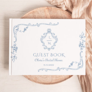 Livre D'or Toile Vintage florale Crest Shower de Mariée