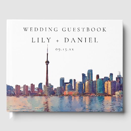 Livre D'or Toronto Skyline Watercolor Wedding (Recto)