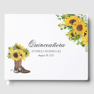 Livre D'or Tournesol aquarelle Quinceañera rustique occidenta