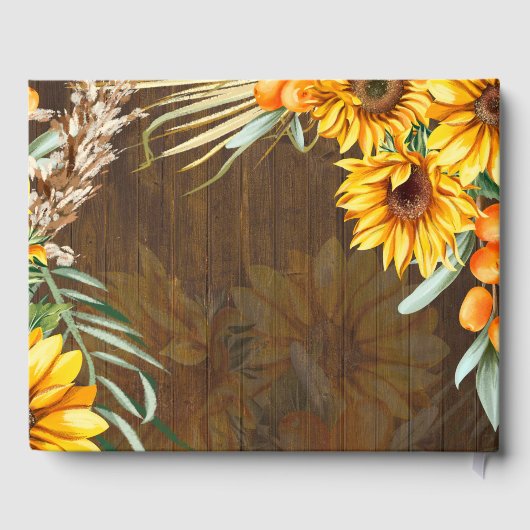 Livre D'or Tournesol Rustique Personnalisé Pampas Mariage en (Verso)