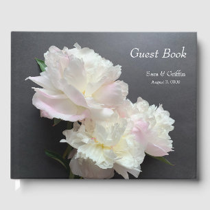 Livre D'or Trois pivoines blanches sur gris foncé