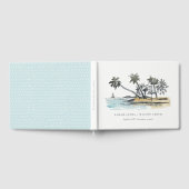 Livre D'or Tropical Beach Palm Tree Sketch Mariage d'aquarell (Complet)